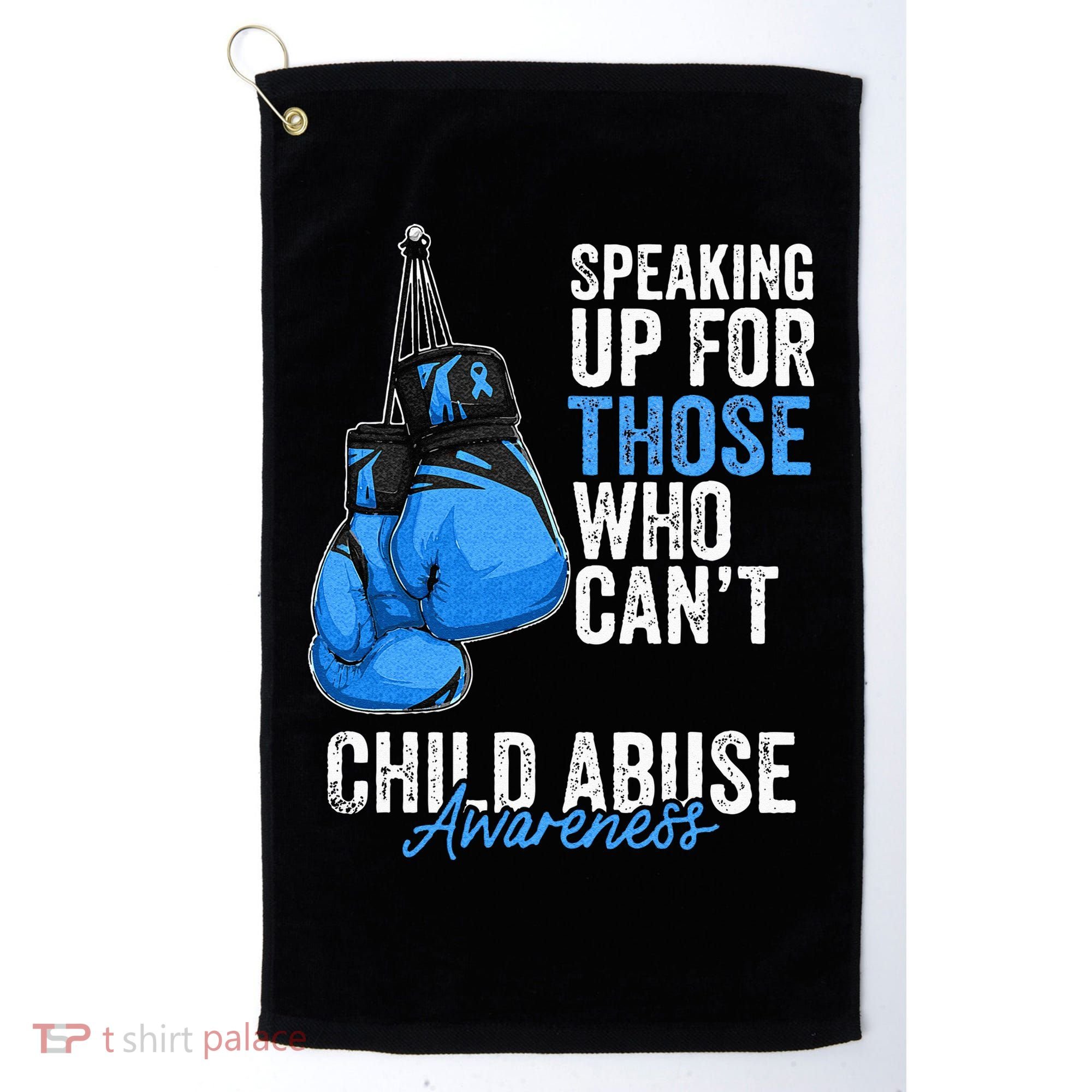 Child Abuse Prevention Awareness Boxing Gloves Blue Ribbon Golf Towel