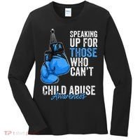 Child Abuse Prevention Awareness Boxing Gloves Blue Ribbon Women's Long Sleeve Shirt thumb 0