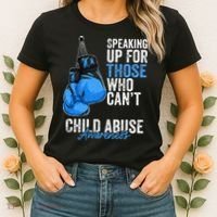 Child Abuse Prevention Awareness Boxing Gloves Blue Ribbon Women's T-Shirt thumb 2