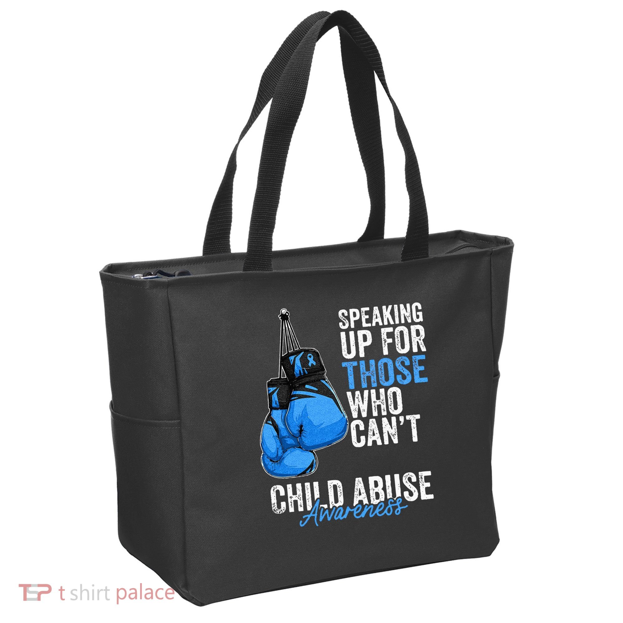 Child Abuse Prevention Awareness Boxing Gloves Blue Ribbon Tote Bag