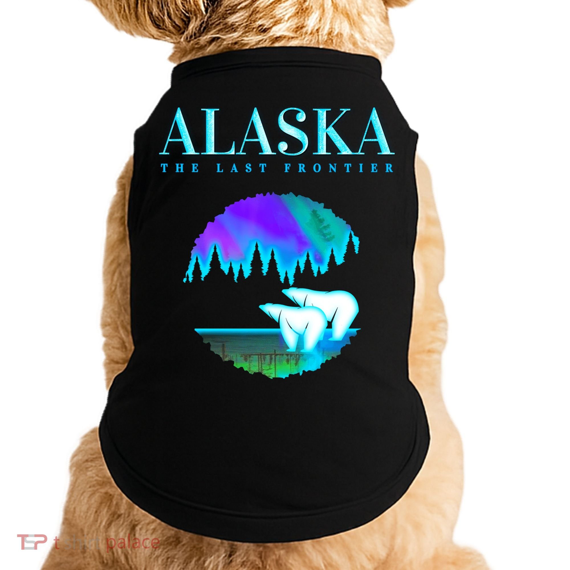 Cool Alaska Pair of Polar Bear with Aurora Snow Scene Doggie Tank