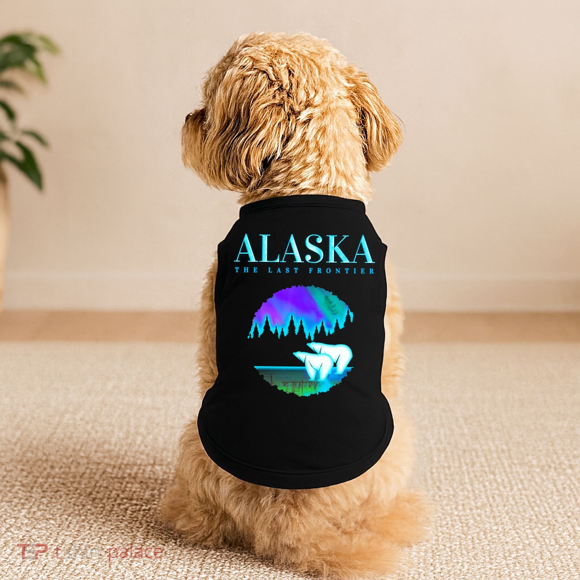 Cool Alaska Pair of Polar Bear with Aurora Snow Scene Doggie Tank