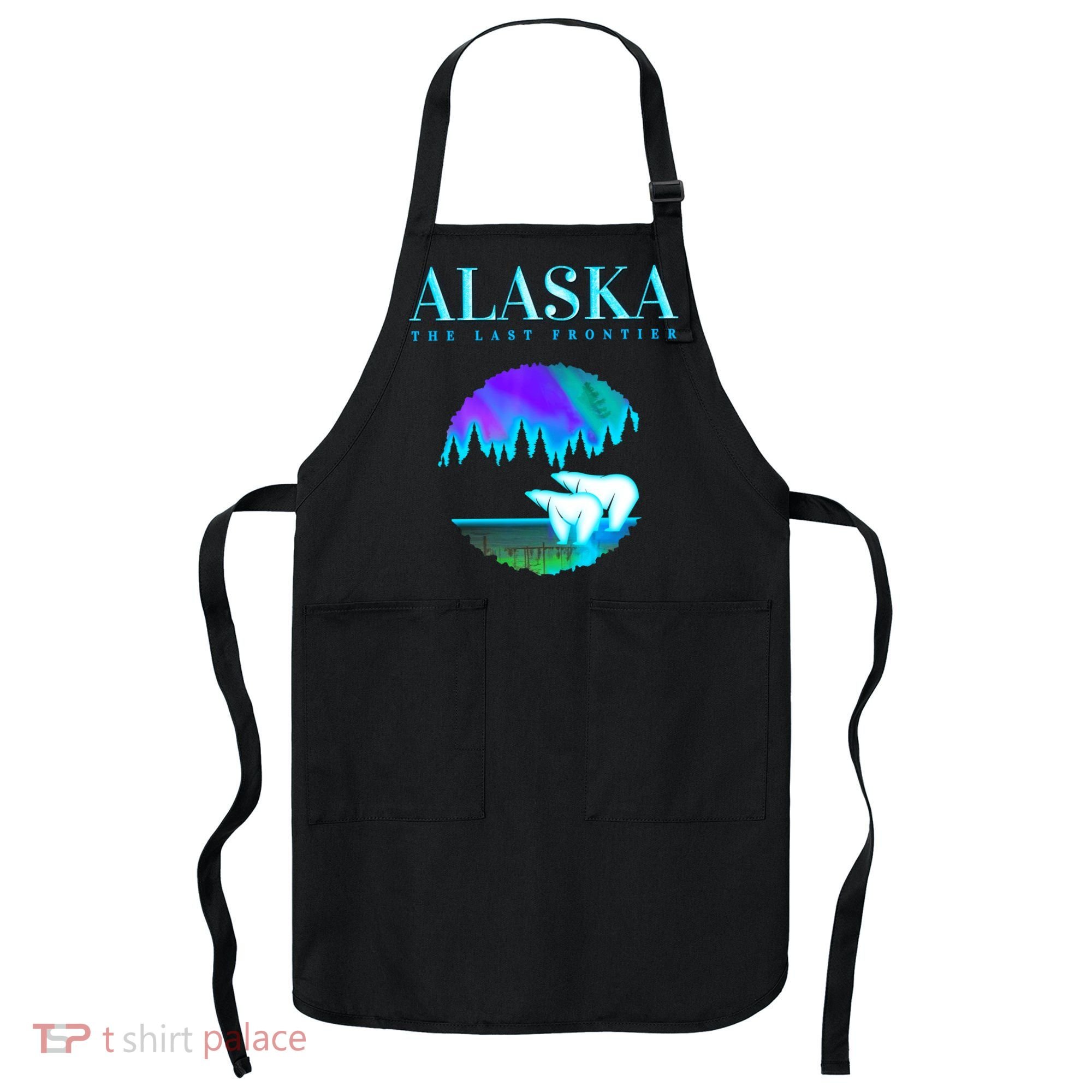 Cool Alaska Pair of Polar Bear with Aurora Snow Scene Apron