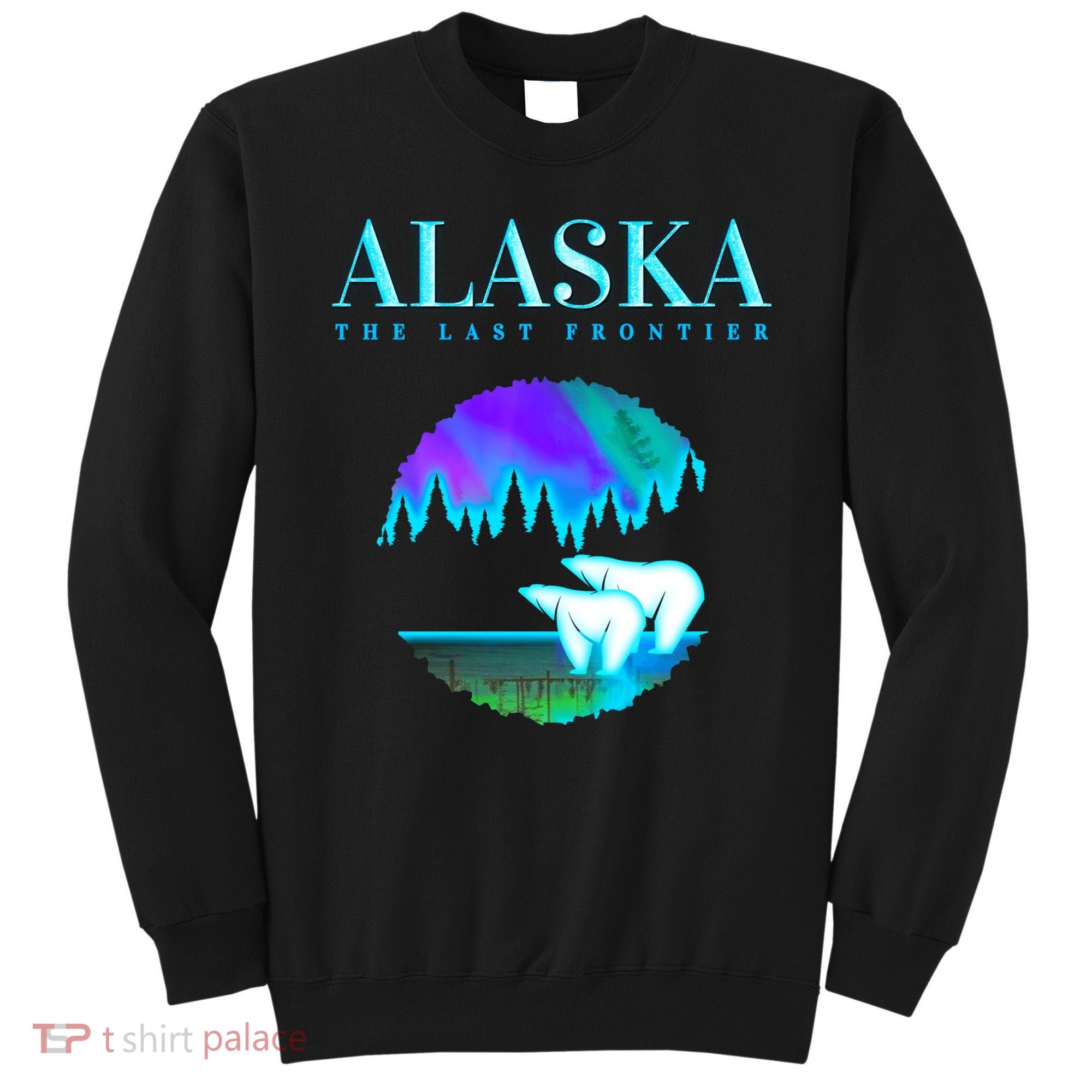 Cool Alaska Pair of Polar Bear with Aurora Snow Scene Sweatshirt