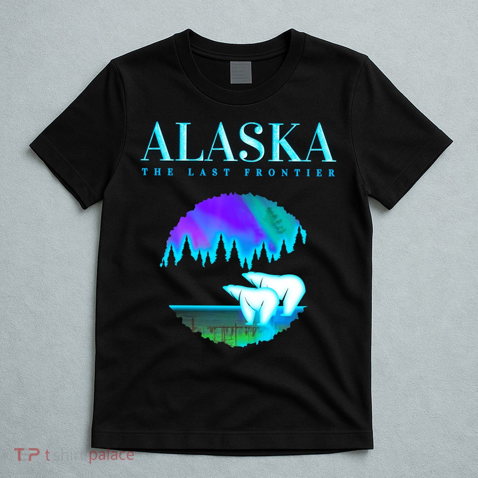 Cool Alaska Pair of Polar Bear with Aurora Snow Scene T-Shirt