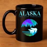 Cool Alaska Pair of Polar Bear with Aurora Snow Scene 11oz C Handle Ceramic Mug thumb 4