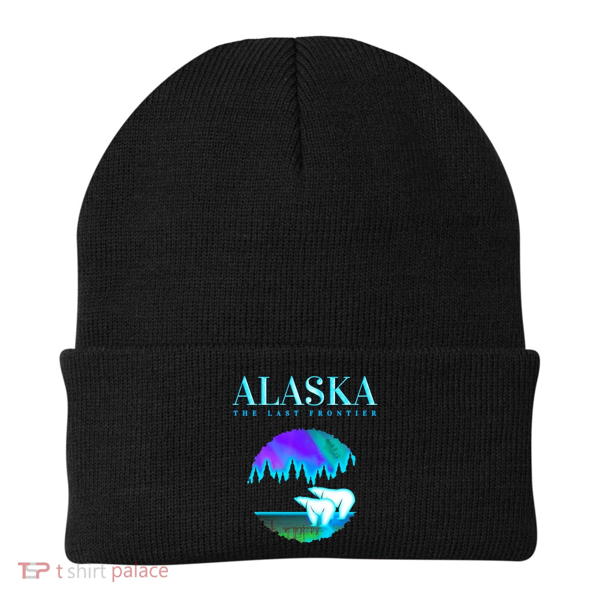 Cool Alaska Pair of Polar Bear with Aurora Snow Scene Beanie