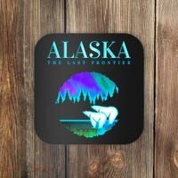 Cool Alaska Pair of Polar Bear with Aurora Snow Scene Coaster thumb 0