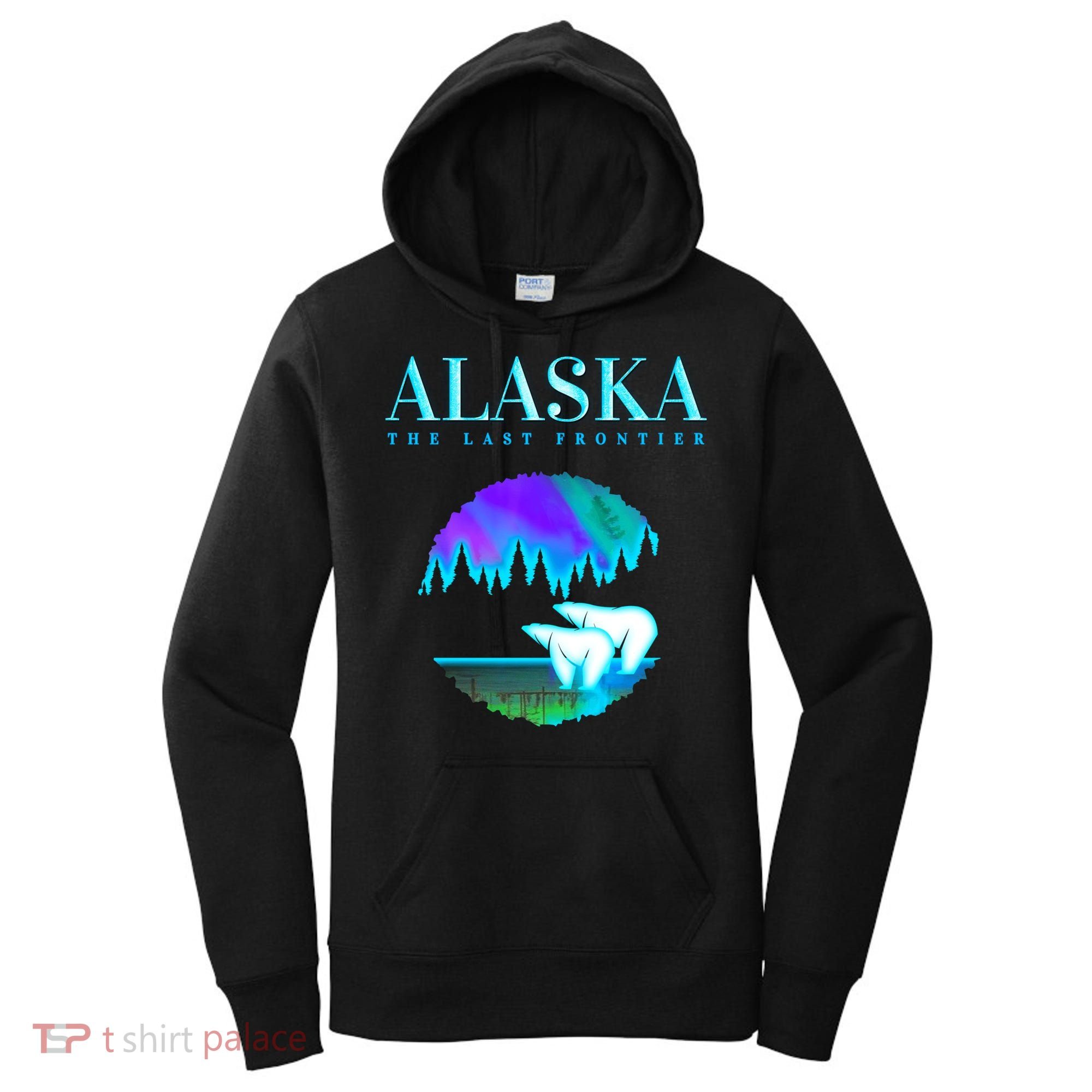 Cool Alaska Pair of Polar Bear with Aurora Snow Scene Women's Hoodie