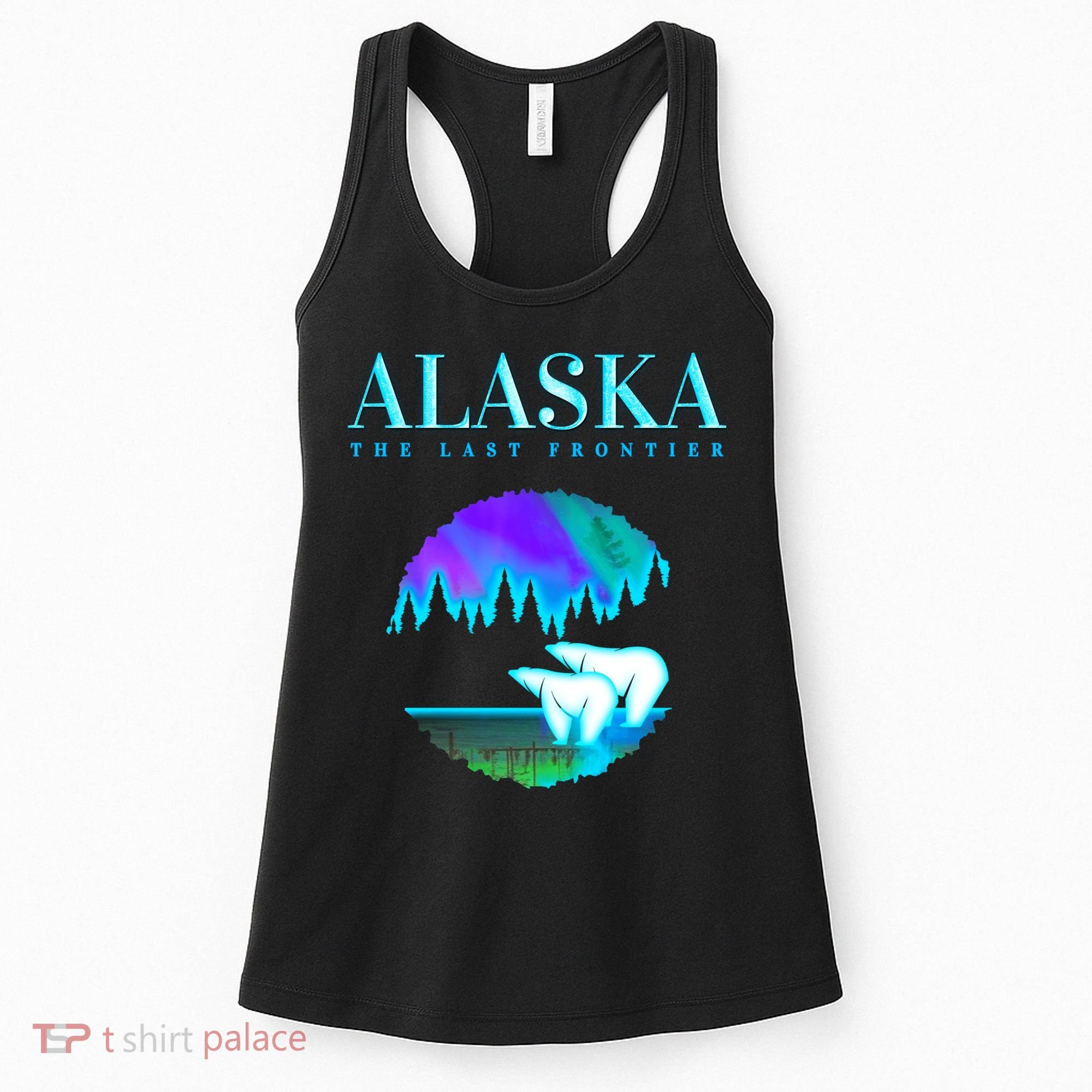 Cool Alaska Pair of Polar Bear with Aurora Snow Scene Women's Tank Top