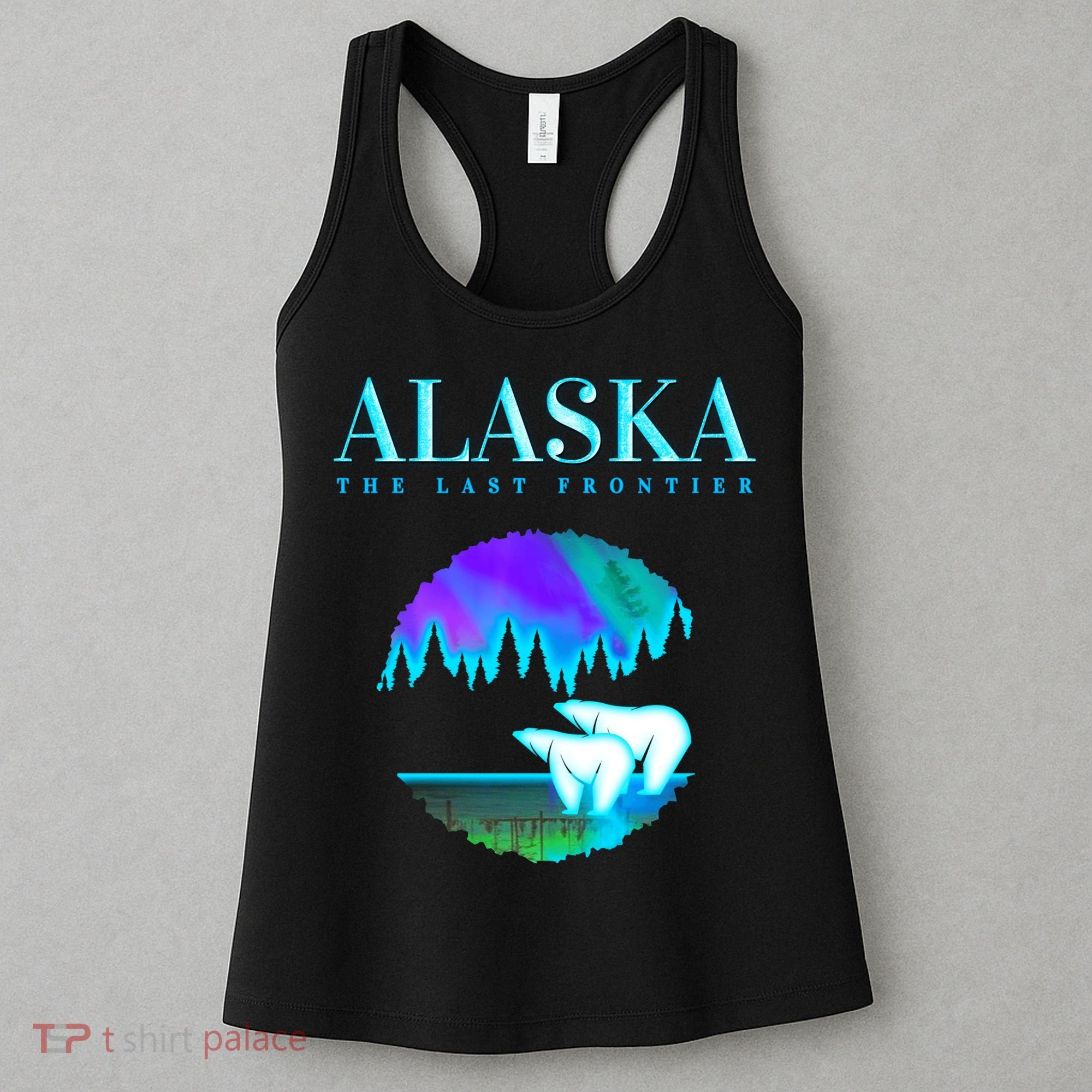 Cool Alaska Pair of Polar Bear with Aurora Snow Scene Women's Tank Top