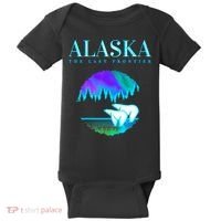 Cool Alaska Pair of Polar Bear with Aurora Snow Scene Baby Bodysuit thumb 0