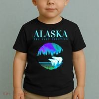 Cool Alaska Pair of Polar Bear with Aurora Snow Scene Toddler T-Shirt thumb 2