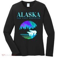 Cool Alaska Pair of Polar Bear with Aurora Snow Scene Women's Long Sleeve Shirt thumb 0