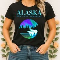 Cool Alaska Pair of Polar Bear with Aurora Snow Scene Women's T-Shirt thumb 2
