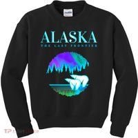 Cool Alaska Pair of Polar Bear with Aurora Snow Scene Kids Sweatshirt thumb 0