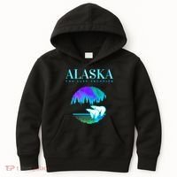 Cool Alaska Pair of Polar Bear with Aurora Snow Scene Kids Hoodie thumb 0