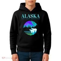 Cool Alaska Pair of Polar Bear with Aurora Snow Scene Kids Hoodie thumb 4