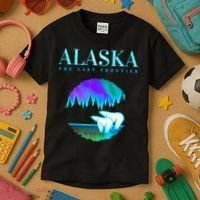 Cool Alaska Pair of Polar Bear with Aurora Snow Scene Kids T-Shirt thumb 3