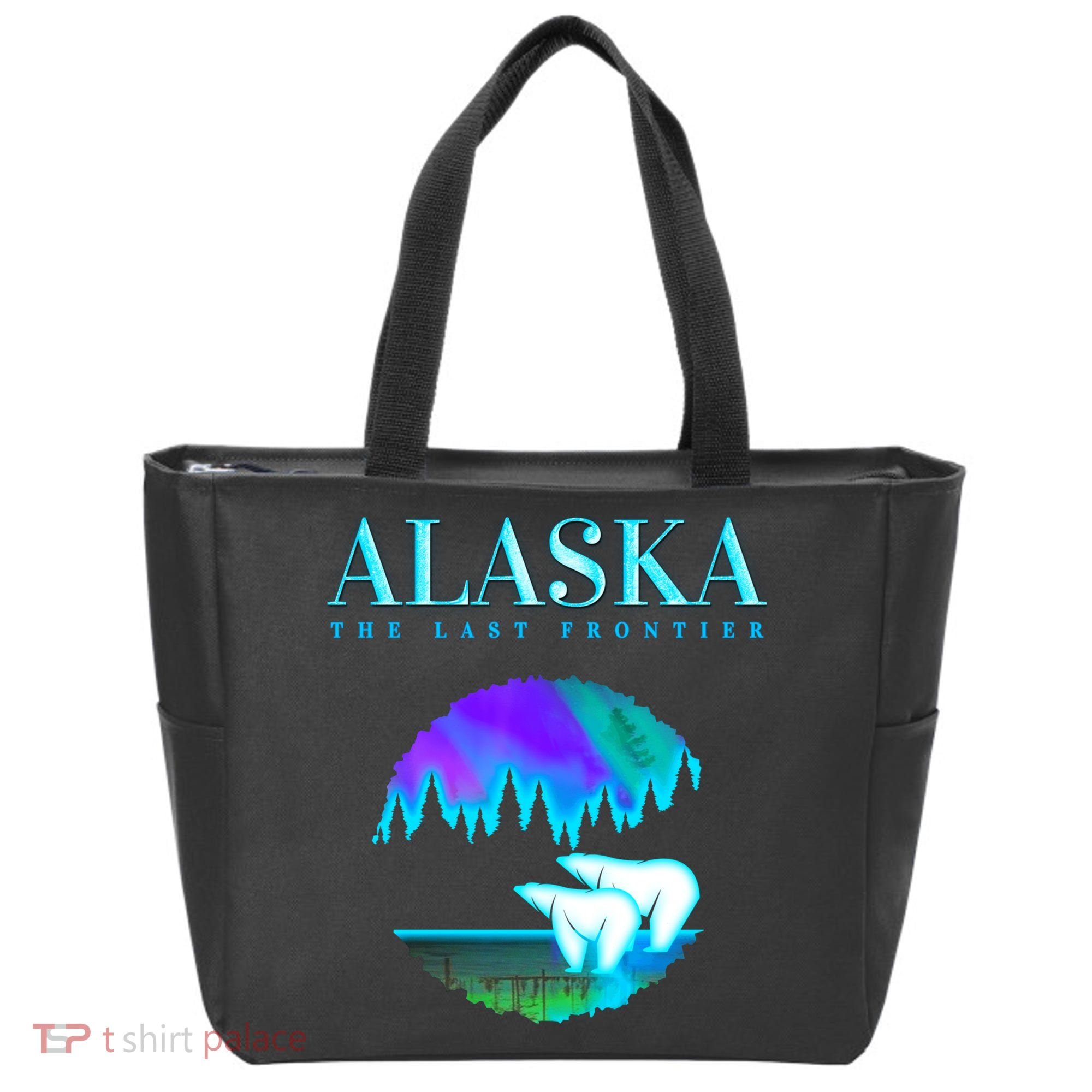 Cool Alaska Pair of Polar Bear with Aurora Snow Scene Tote Bag