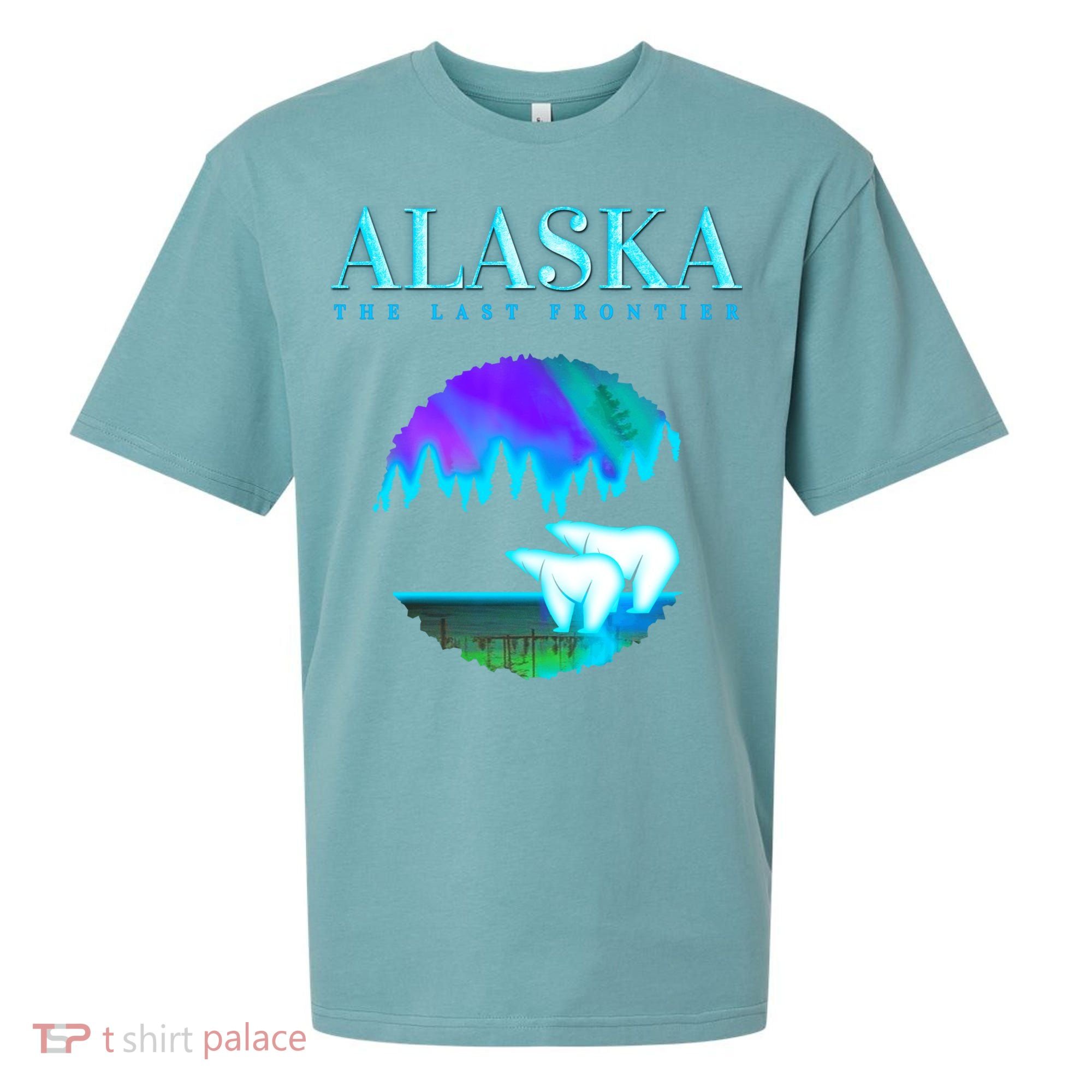 Cool Alaska Pair of Polar Bear with Aurora Snow Scene Sueded Cloud Jersey T-Shirt