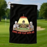 Come And Play With Us Spooky Horror Halloween Golf Towel thumb 1