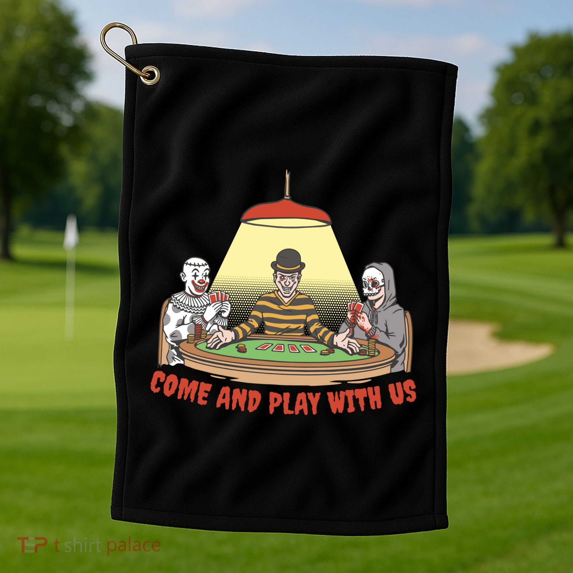 Come And Play With Us Spooky Horror Halloween Golf Towel