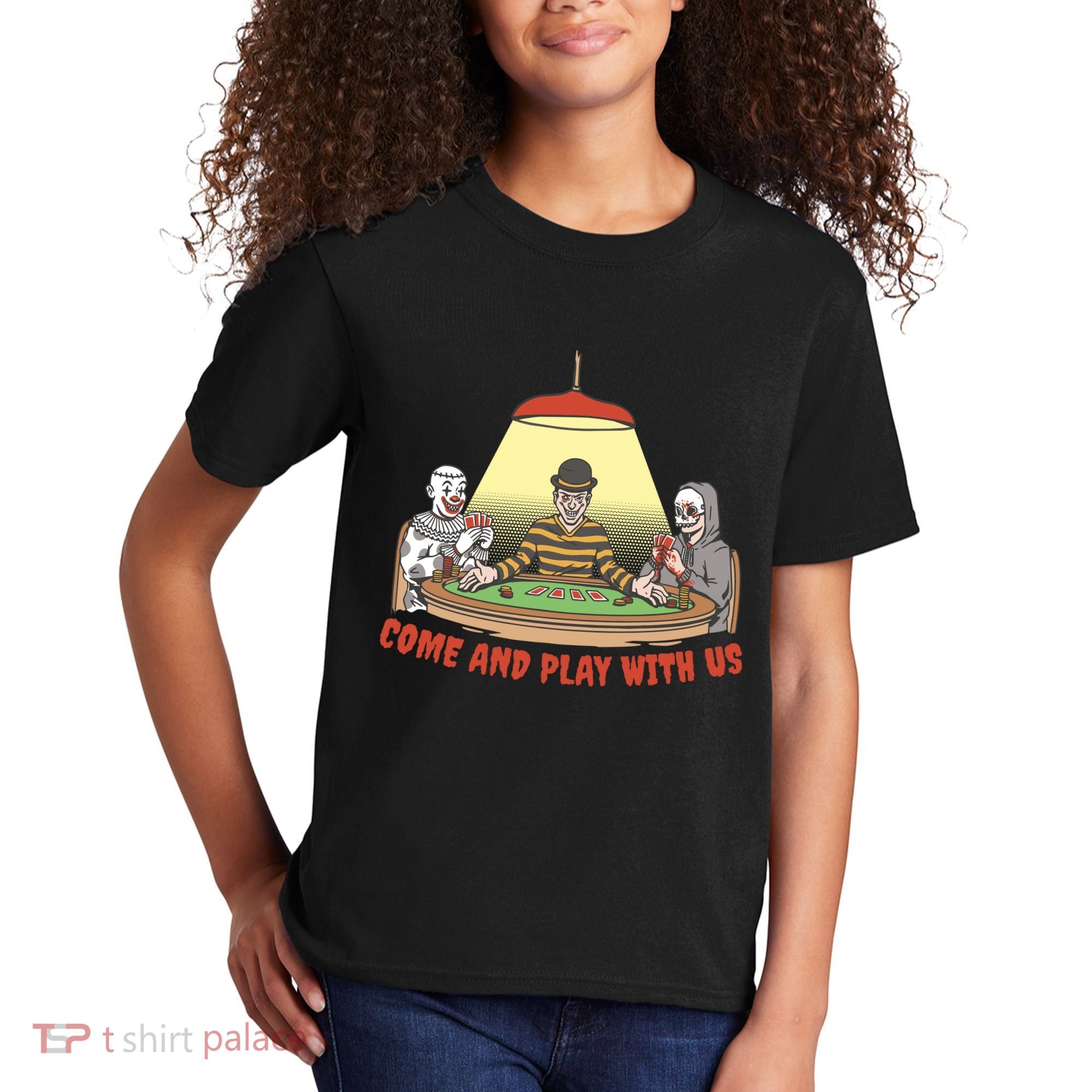 Come And Play With Us Spooky Horror Halloween Kids T-Shirt