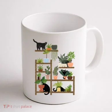 Cats And Plants Coffee Mug back