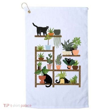Cats And Plants Golf Towel