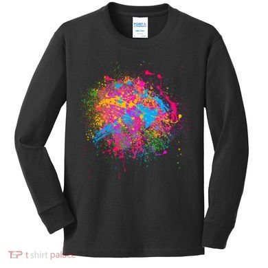 Colorful Artsy Paint Splat Kids Long Sleeve Shirt