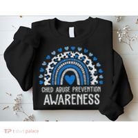 Child Abuse Prevention Rainbow Leopard Child Abuse Awareness Sweatshirt thumb 2