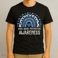 Child Abuse Prevention Rainbow Leopard Child Abuse Awareness T-Shirt thumb 3