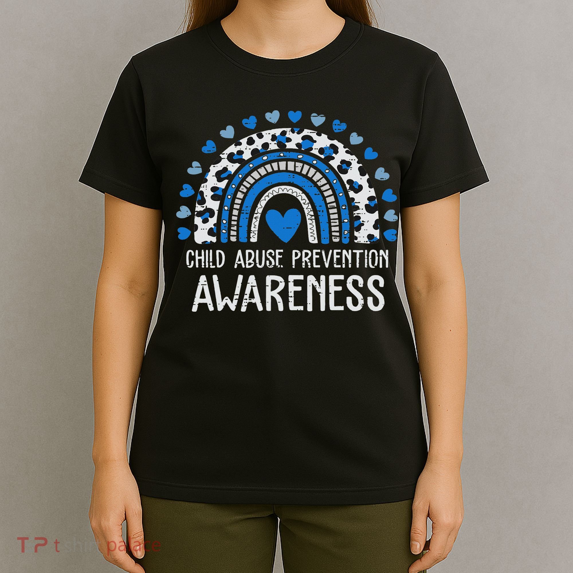 Child Abuse Prevention Rainbow Leopard Child Abuse Awareness T-Shirt