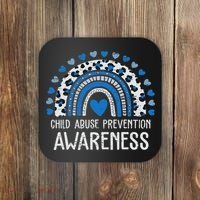 Child Abuse Prevention Rainbow Leopard Child Abuse Awareness Coaster thumb 0