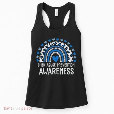 Child Abuse Prevention Rainbow Leopard Child Abuse Awareness Women's Tank Top
