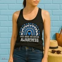 Child Abuse Prevention Rainbow Leopard Child Abuse Awareness Women's Tank Top thumb 2