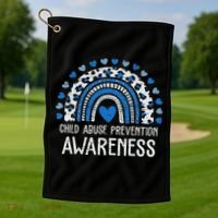 Child Abuse Prevention Rainbow Leopard Child Abuse Awareness Golf Towel thumb 1