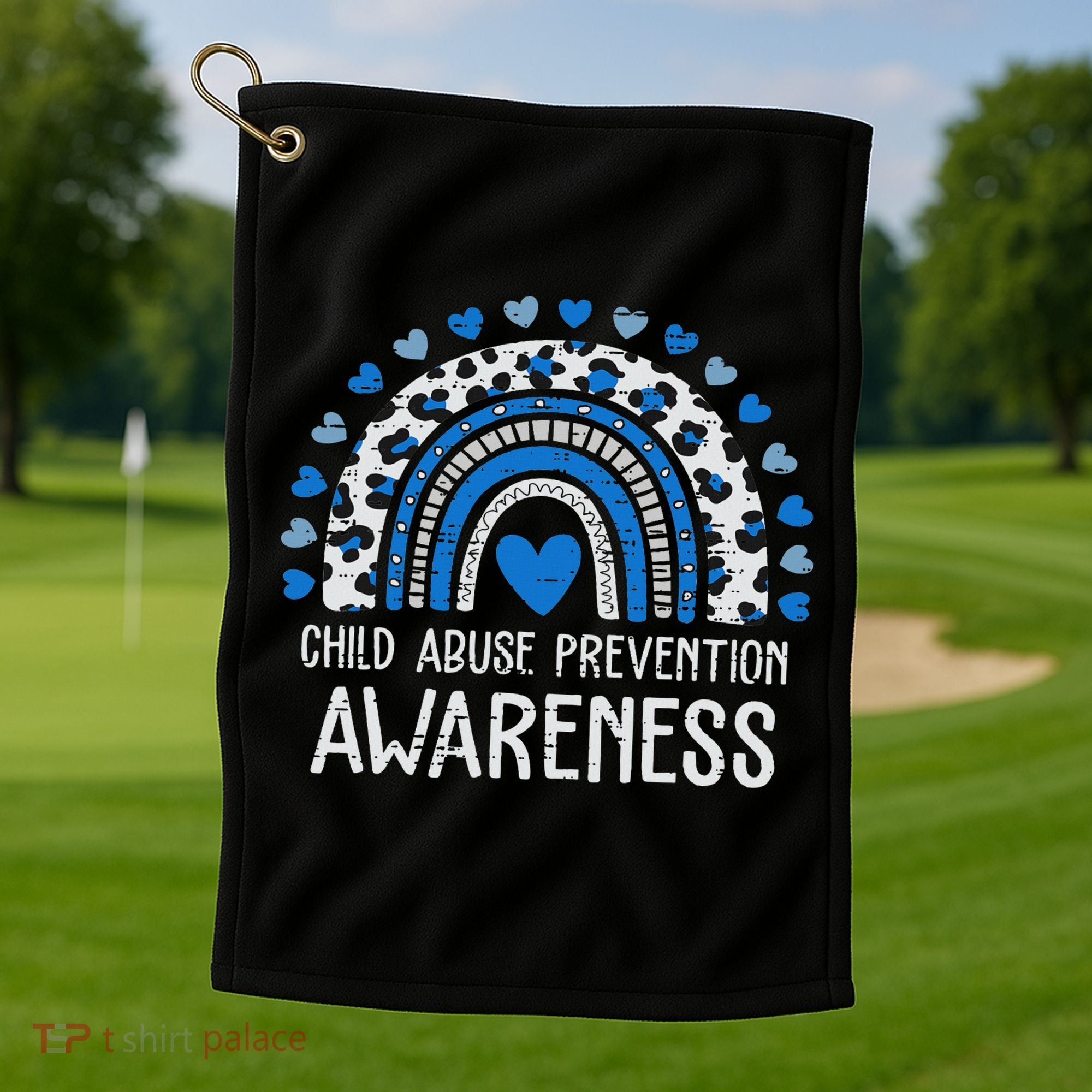 Child Abuse Prevention Rainbow Leopard Child Abuse Awareness Golf Towel