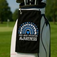 Child Abuse Prevention Rainbow Leopard Child Abuse Awareness Golf Towel thumb 2