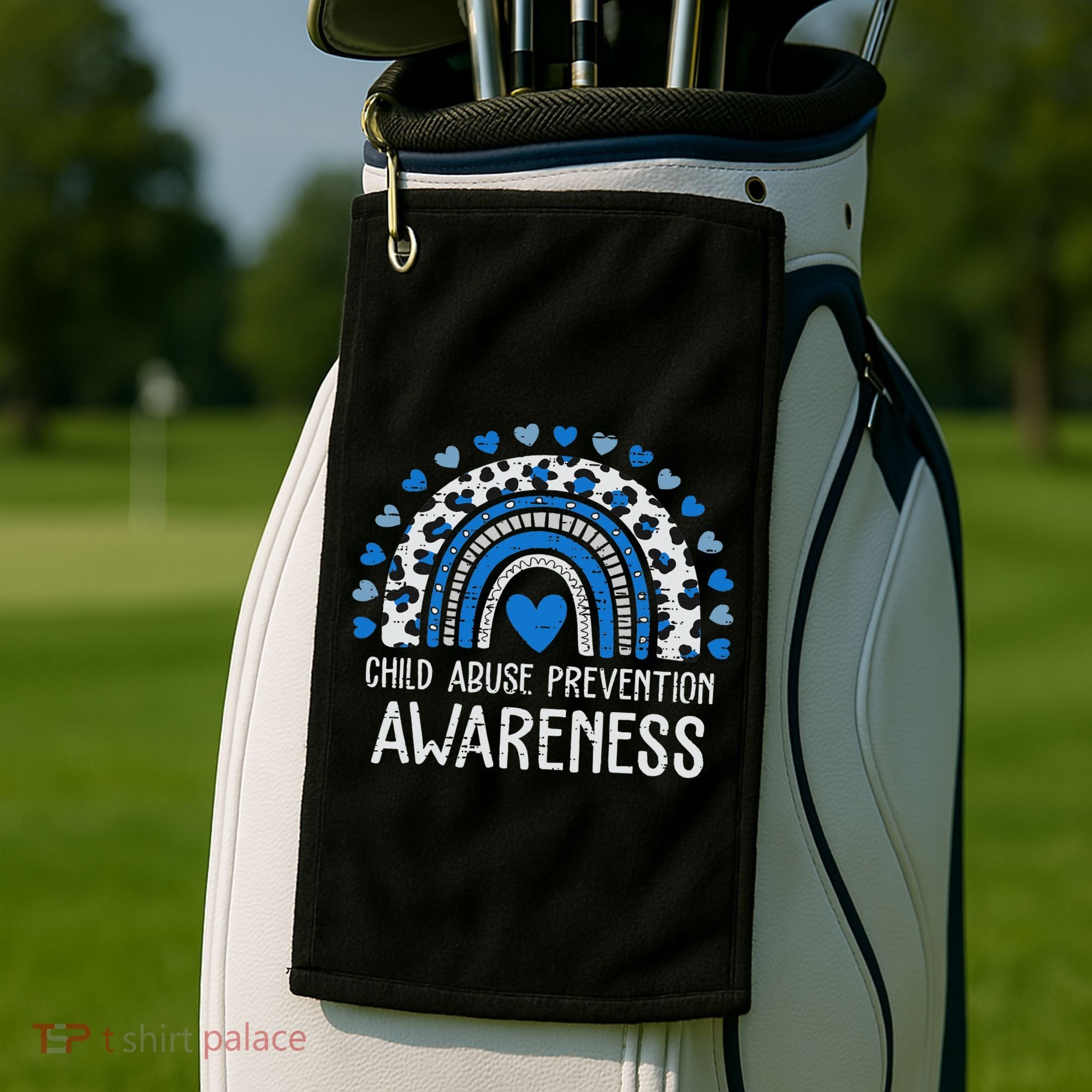 Child Abuse Prevention Rainbow Leopard Child Abuse Awareness Golf Towel
