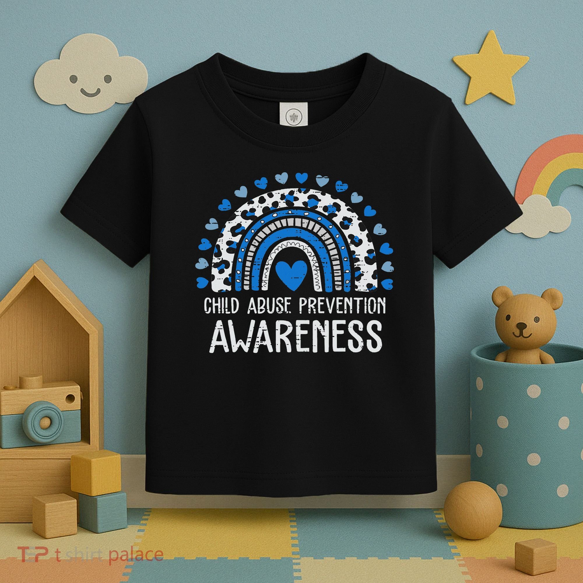 Child Abuse Prevention Rainbow Leopard Child Abuse Awareness Toddler T-Shirt