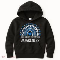 Child Abuse Prevention Rainbow Leopard Child Abuse Awareness Kids Hoodie thumb 0