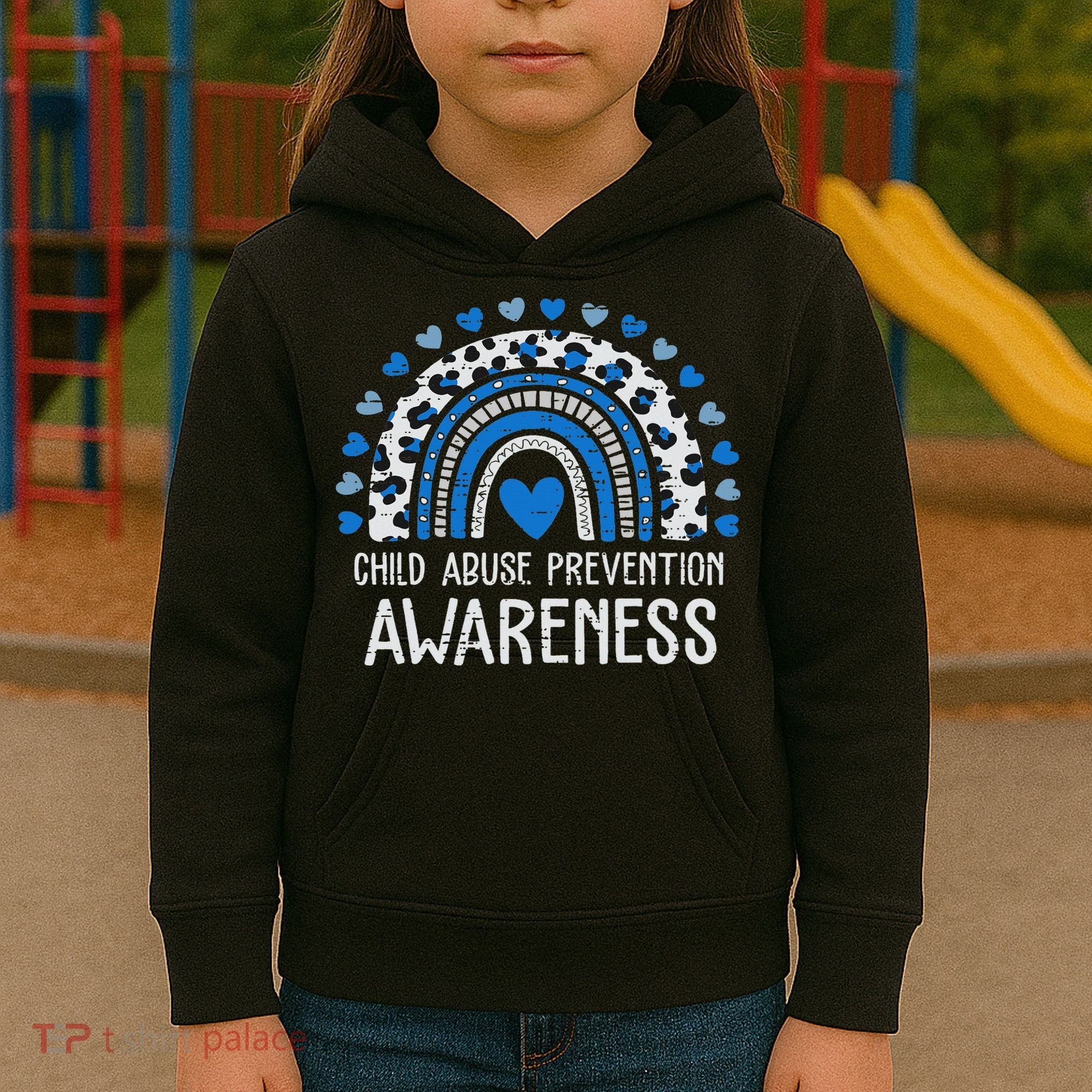 Child Abuse Prevention Rainbow Leopard Child Abuse Awareness Kids Hoodie