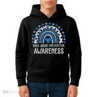 Child Abuse Prevention Rainbow Leopard Child Abuse Awareness Kids Hoodie thumb 4