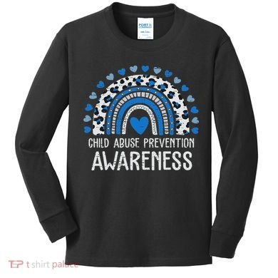 Child Abuse Prevention Rainbow Leopard Child Abuse Awareness Kids Long Sleeve Shirt