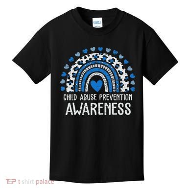 Child Abuse Prevention Rainbow Leopard Child Abuse Awareness Kids T-Shirt