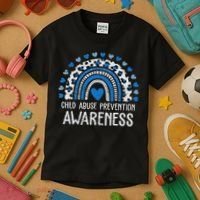 Child Abuse Prevention Rainbow Leopard Child Abuse Awareness Kids T-Shirt thumb 3
