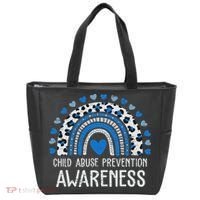 Child Abuse Prevention Rainbow Leopard Child Abuse Awareness Tote Bag thumb 0