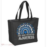 Child Abuse Prevention Rainbow Leopard Child Abuse Awareness Tote Bag thumb 2